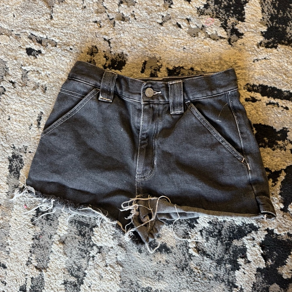 PacSun Black Distressed Jean Shorts (Small)